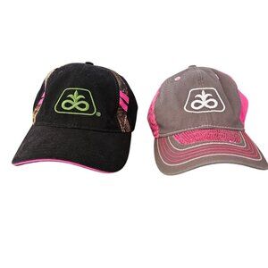 Womens Pioneer Seed Baseball Hat Hats Caps Black Pink Camo Sequins‎ Lot Of 2